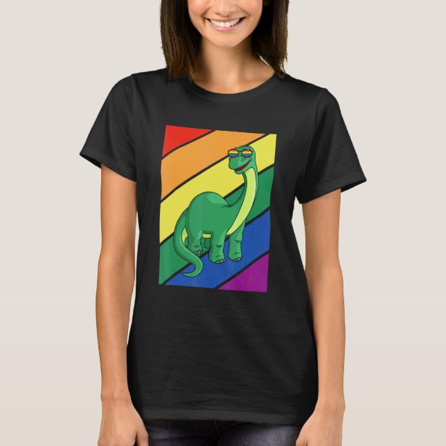 Camiseta LGBTQ Flag Gay Pride Month Rainbow Dinosaurs LGBT  (Anverso)
