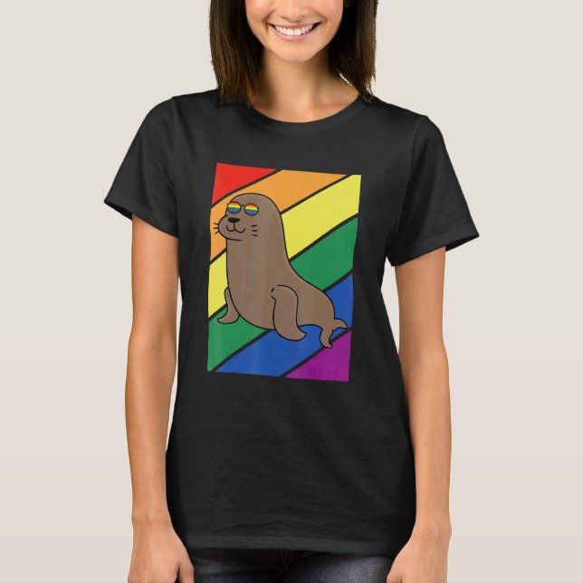 Camiseta LGBTQ Flag Gay Pride Month Rainbow Sea Lion LGBT G (Anverso)