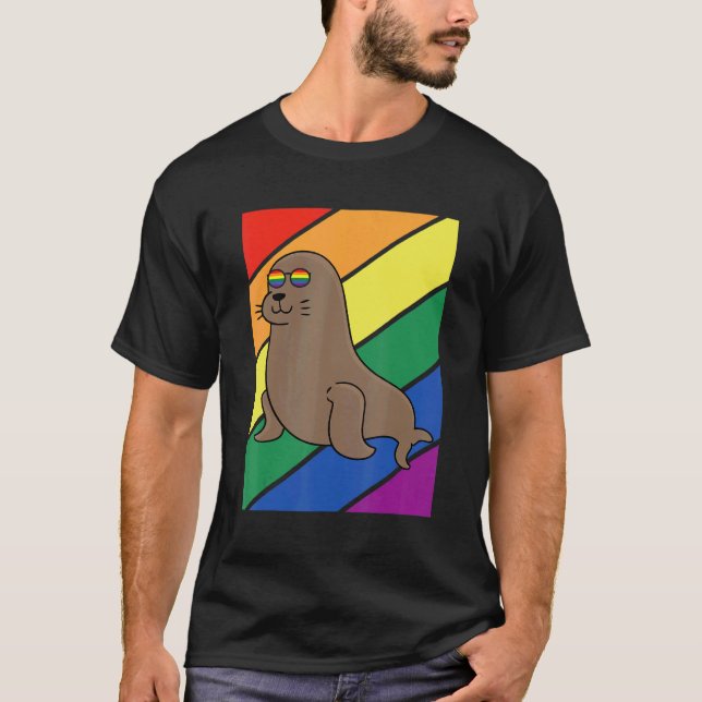 Camiseta LGBTQ Flag Gay Pride Month Rainbow Sea Lion LGBT G (Anverso)