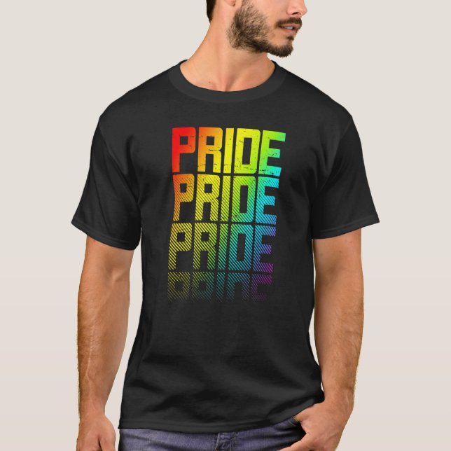 Camiseta Lgbtq+ Gay Pride Arcoiris Texto Desvanecido Gráfic (Anverso)