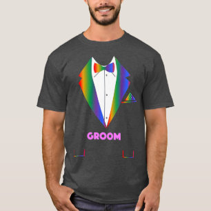 Camiseta LGBTQ Groom Tuxedo Orgullo gay arcoiris Lesbiana