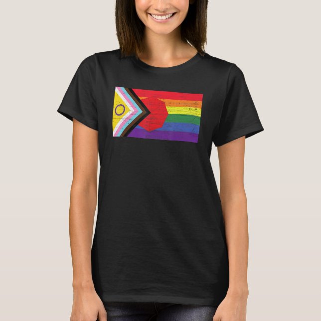 Camiseta LGBTQ+ Grunge Flag Inclusive Progressive Pride Fla (Anverso)