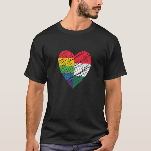 Camiseta LGBTQ Hungary Gay Pride Heart for Gay and Lesbian  (Anverso)