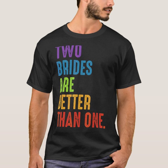 Camiseta Lgbtq Lesbian Bi Brides Boda del orgullo de la ban (Anverso)