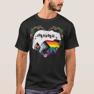 Camiseta Lgbtq Mama Bear Progress Pride Flag Gay Equal Righ