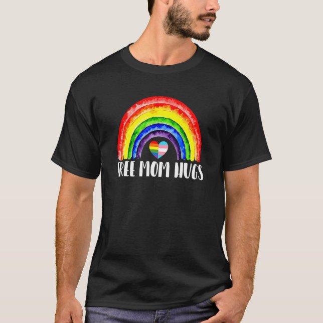 Camiseta Lgbtq Mamá Libre Abraza Orgullo Gay Lgbt Ally Rain (Anverso)