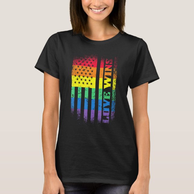 Camiseta Lgbtq Orgullo Igualdad Gay Arcoiris Bandera Estado (Anverso)