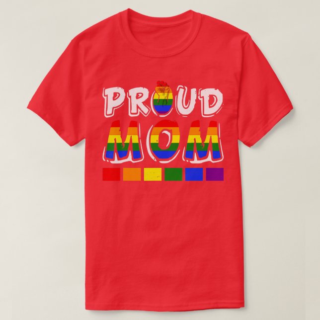 Camiseta LGBTQ Orgullosa mamá Gay Lesbiana LGBT Puño Arcoir (Diseño del anverso)