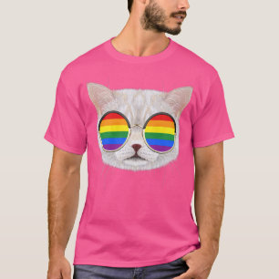Camiseta LGBTQ Pride Flag Cat Proud LGBT Ally Rainbow Gay P