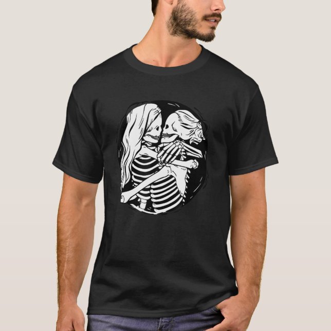 Camiseta LGBTQ Pride Lesbian Skeleton Halloween Valentine s (Anverso)