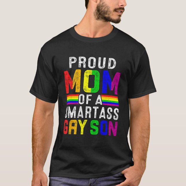 Camiseta LGBTQ Proud Mom Of A Smartass Gay Son Retro LGBT G (Anverso)