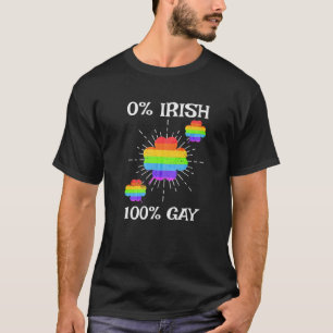 Camiseta LGBTQ Rainbow Shamrock 0% Gay irlandés 100% St Pat