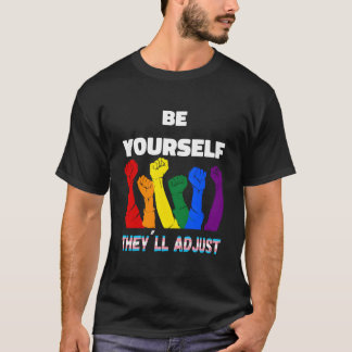 Camiseta Lgbtq Rainbow Transgender Flag Be Yourself They'Ll