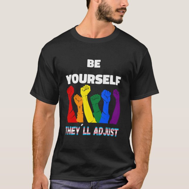 Camiseta Lgbtq Rainbow Transgender Flag Be Yourself They'Ll (Anverso)