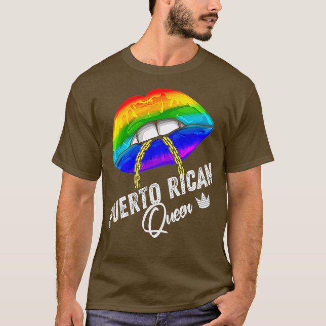 Camiseta LGBTQ Reina puertorriqueña levanta cadena gay Puer (Anverso)