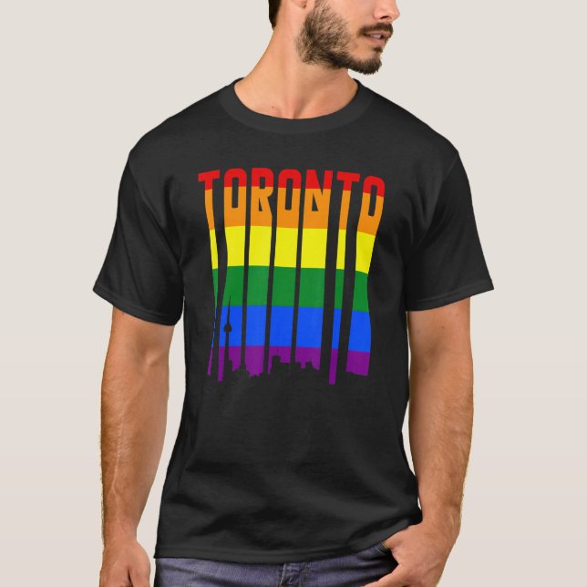 Camiseta LGBTQ Retro Toronto Canada Pride Skyline (Anverso)