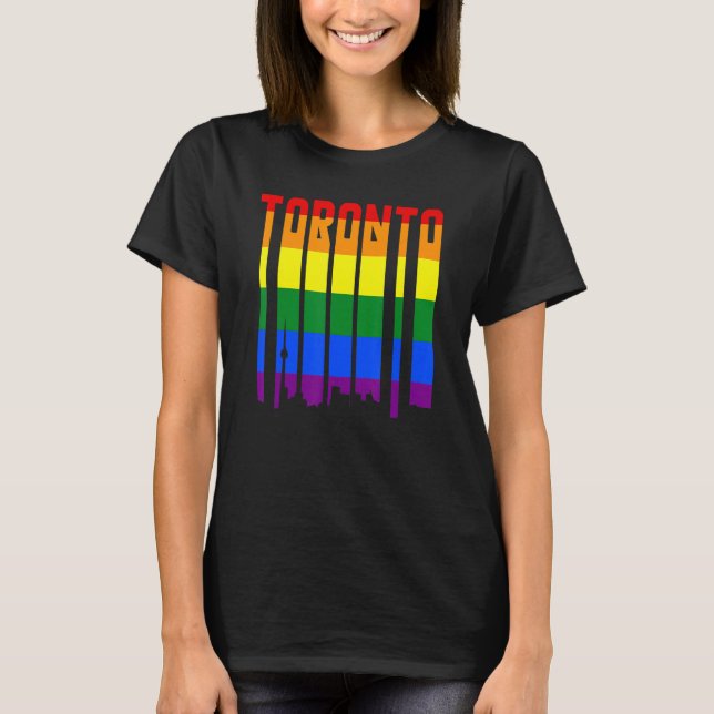 Camiseta LGBTQ Retro Toronto Canada Pride Skyline (Anverso)