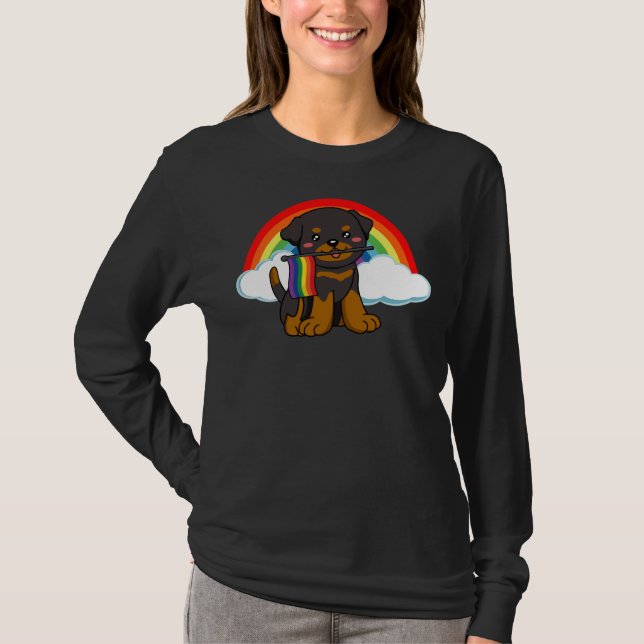 Camiseta Lgbtq Rottweiler Perro Gay Lesbiana Orgullo Híbrid (Anverso)