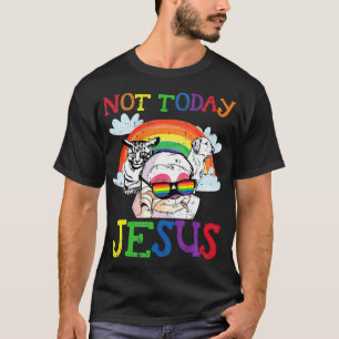 Camiseta LGBTQ satánico No Hoy Jesús Sloth Cat Perro Gótico
