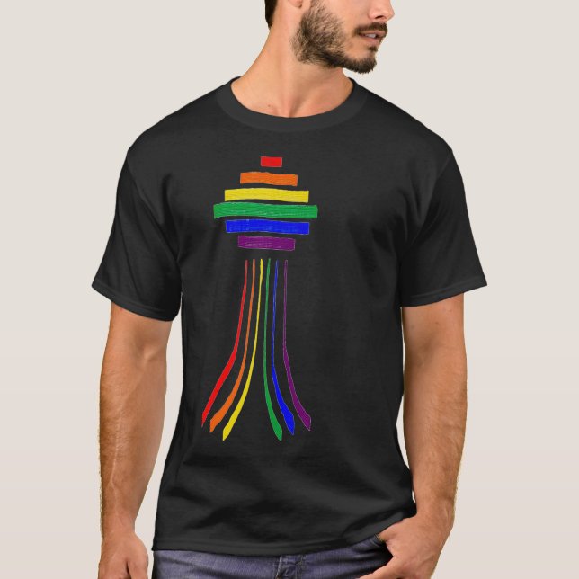 Camiseta LGBTQ Seattle Orgullo Rainbow Premium (Anverso)