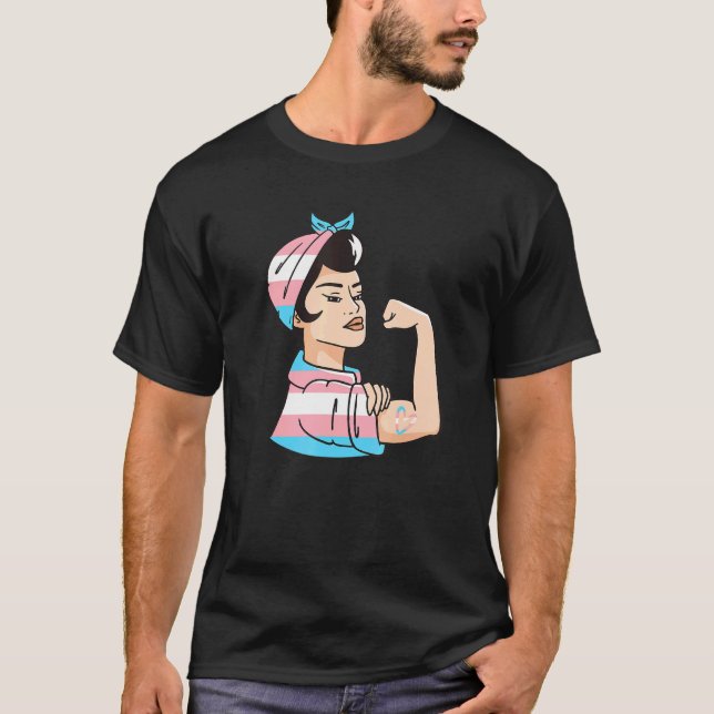Camiseta Lgbtq Stong Woman Trans Orgullo Transsexual Bander (Anverso)
