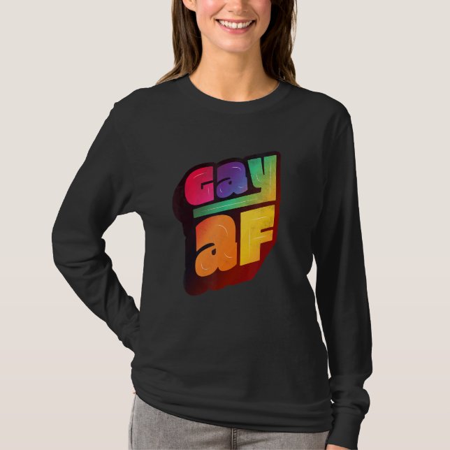 Camiseta Lgbtq+ Support Gay Af Halftone Edition (Anverso)