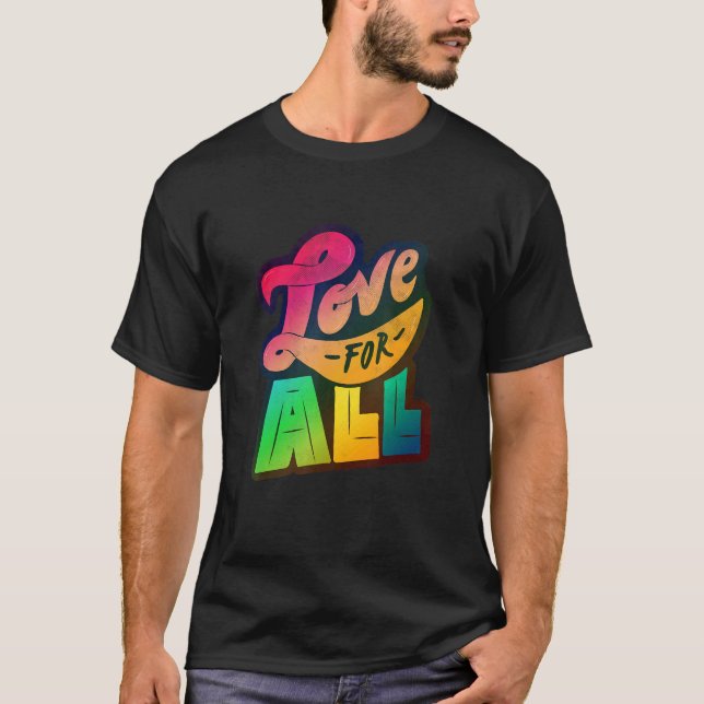 Camiseta Lgbtq+ Support  Love For All Halftone Edition 1 (Anverso)