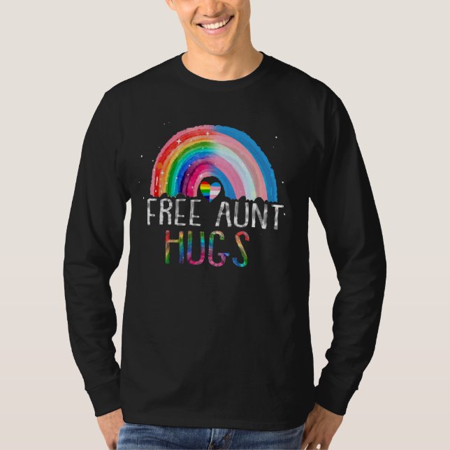Camiseta Lgbtq Tía Libre Abraza Orgullo Gay Lgbt Ally Rainb (Anverso)