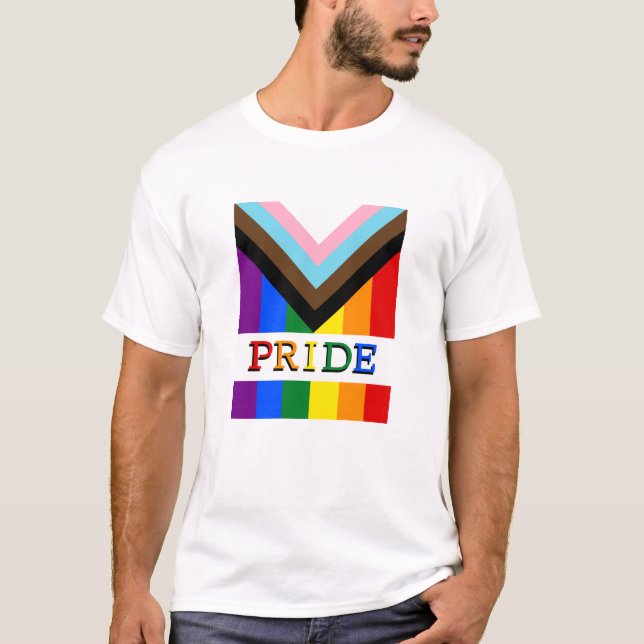 Camiseta LGBTQ y Orgullo - Moda de la bandera del progreso  (Anverso)