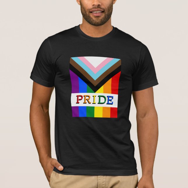Camiseta LGBTQ y Orgullo - Moda de la bandera del progreso  (Anverso)