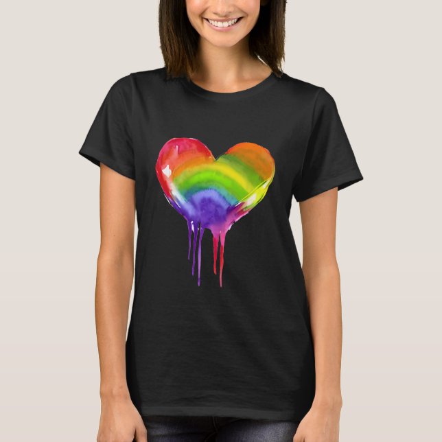 Camiseta LGBTQIA+ Orgullo del corazón arcoiris (Anverso)
