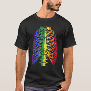 Camiseta Lgtb Halloween Bandera Gay Ribcage Skeleton Pride