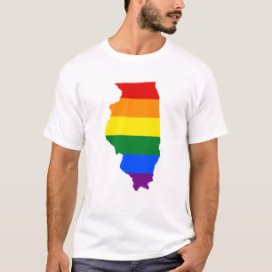 Camiseta LGTB Illinois, mapa de la bandera de los Estados U