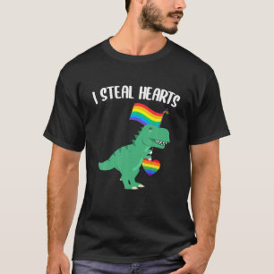 Camiseta LGTB Robo corazones Trex Dinosaur Gay Pride Lesbia