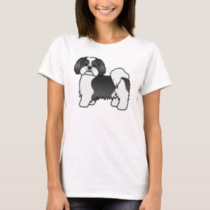 Camiseta Lhasa Apso blanco y negro perro de dibujos animado