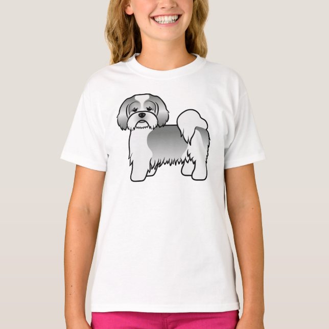 Camiseta Lhasa Apso blanco y plateado perro de dibujos anim (Anverso)