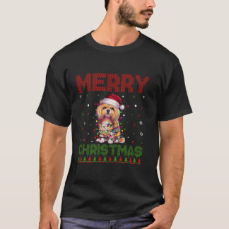 Camiseta Lhasa Apso Dog Amantes de Santa Hat Graciosa Crist