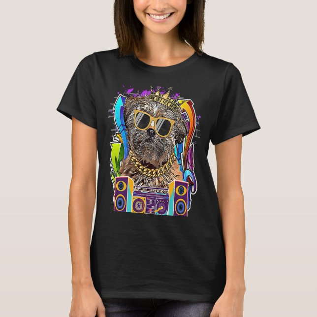 Camiseta Lhasa Apso Dog Hip Hop Música Rap de los 90 (Anverso)