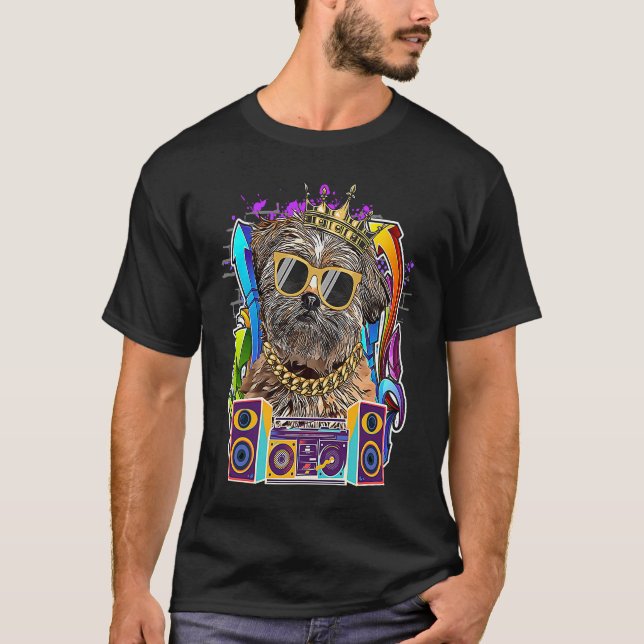 Camiseta Lhasa Apso Dog Hip Hop Música Rap de los 90 (Anverso)