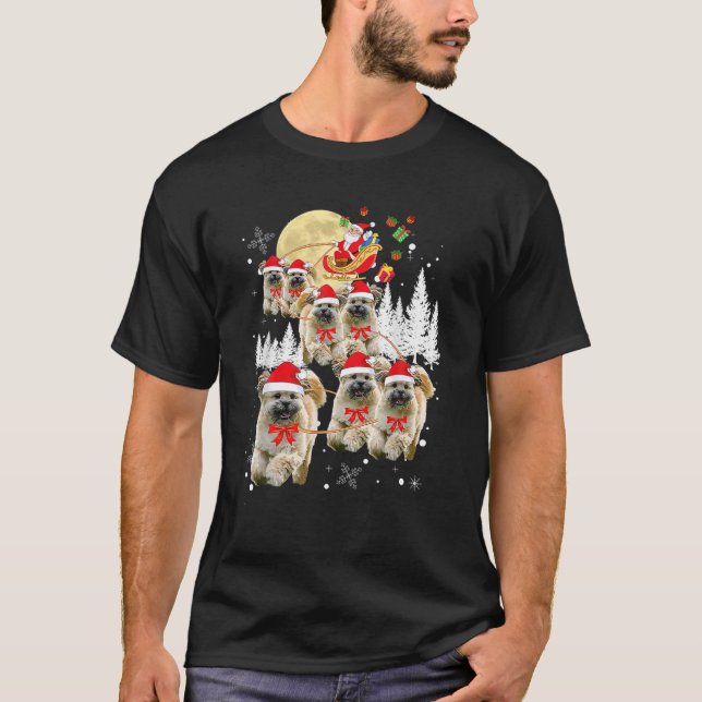 Camiseta Lhasa Apso Graciosos Navidades de renos Moon Santa (Anverso)
