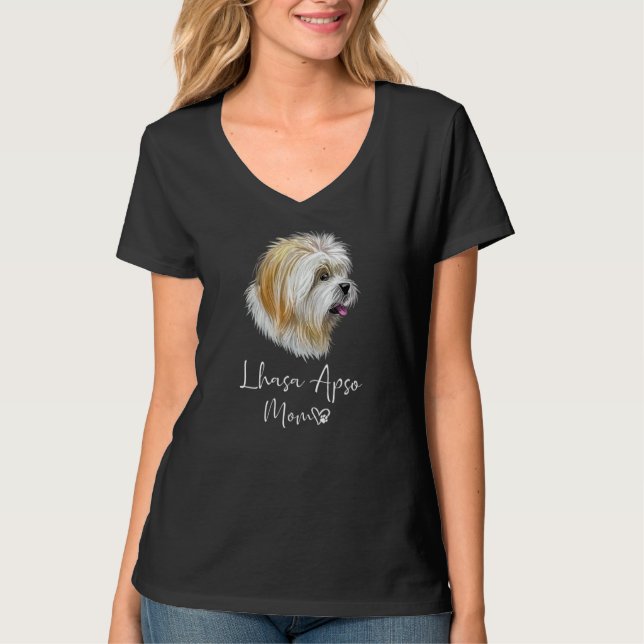 Camiseta Lhasa Apso Mom Cute Puppy Dueño De Perro Lhasa Aps (Anverso)