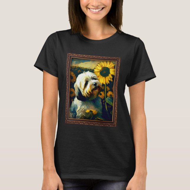 Camiseta Lhasa Apso Painting Sunflower Flower Mom Women Flo (Anverso)