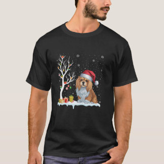 Camiseta Lhasa Apso Perro Santa Hat Árbol festividad Cristo