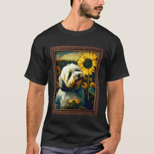 Camiseta Lhasa Apso Pintando Flor De Girasol Mamá Flo