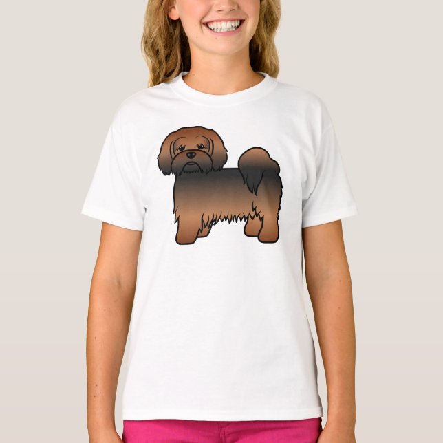 Camiseta Lhasa Apso Sable Rojo Perro de Dibujos Animados Li (Anverso)