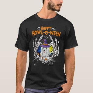 Camiseta Lhasa Apso Skeleton Heart Happy Howl O Ween Costum