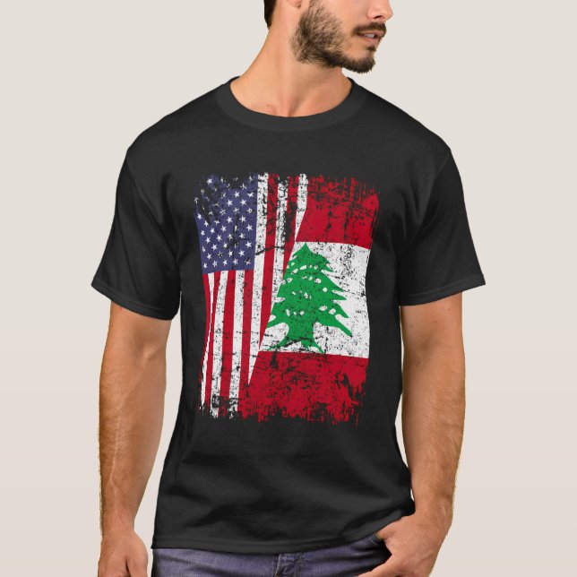 Camiseta Libaneses roban media bandera norteamericana Líban (Anverso)