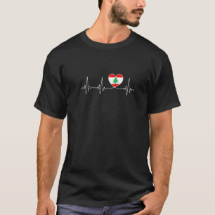 Camiseta Líbano Ama El latido Y La Bandera Libanesa Corazón