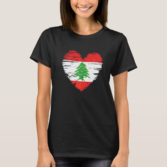Camiseta Líbano: Bandera del Corazón Libanesa Orgullo Liban (Anverso)