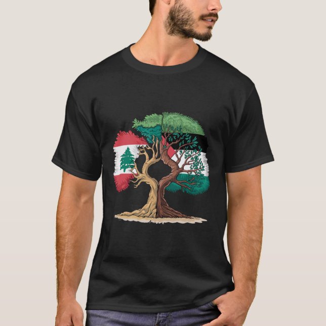 Camiseta Líbano Bandera Palestina Libanesa Unidos Palestino (Anverso)